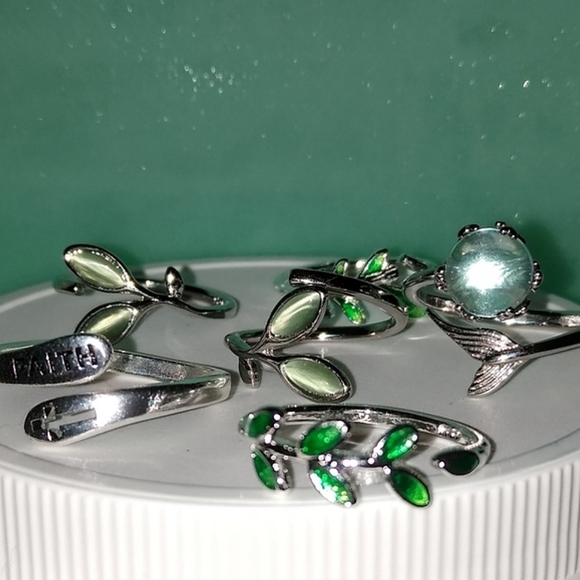 Frosted Green Opal Leaf Ring  2 Available - Picture 13 of 15